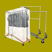 Rolling wardrobe rack with cover